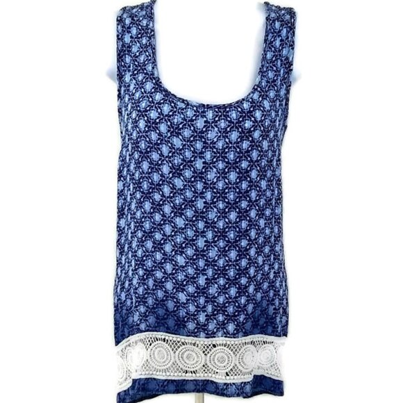 Earl Jeans Tops - Earl Jeans Women's Tank Top With Crochet Boho Asymmetrical Shirt  Size Medium
